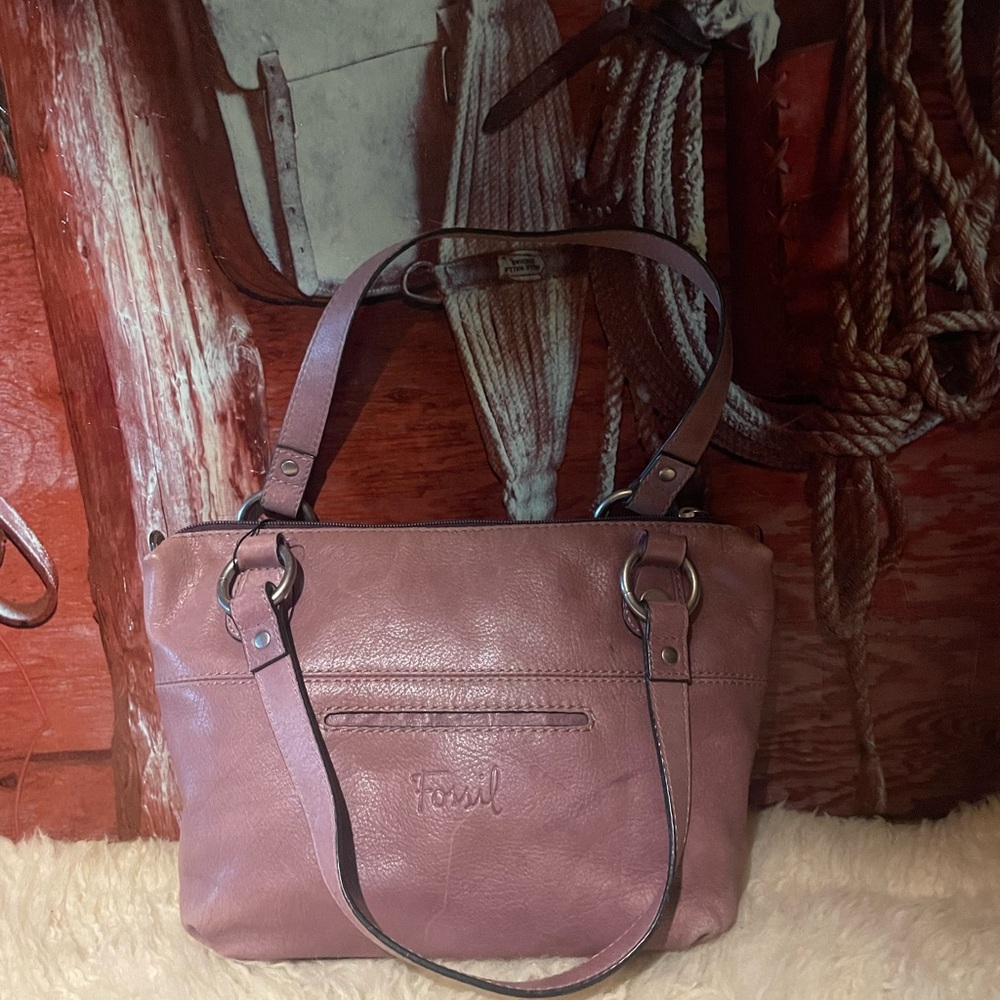 Fossil purple leather bag